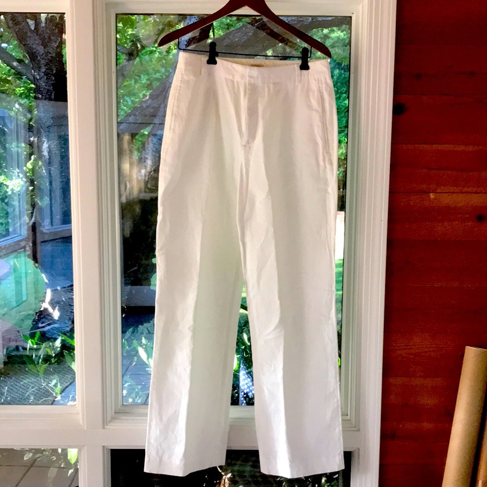 J.Crew Mercantile white linen slacks